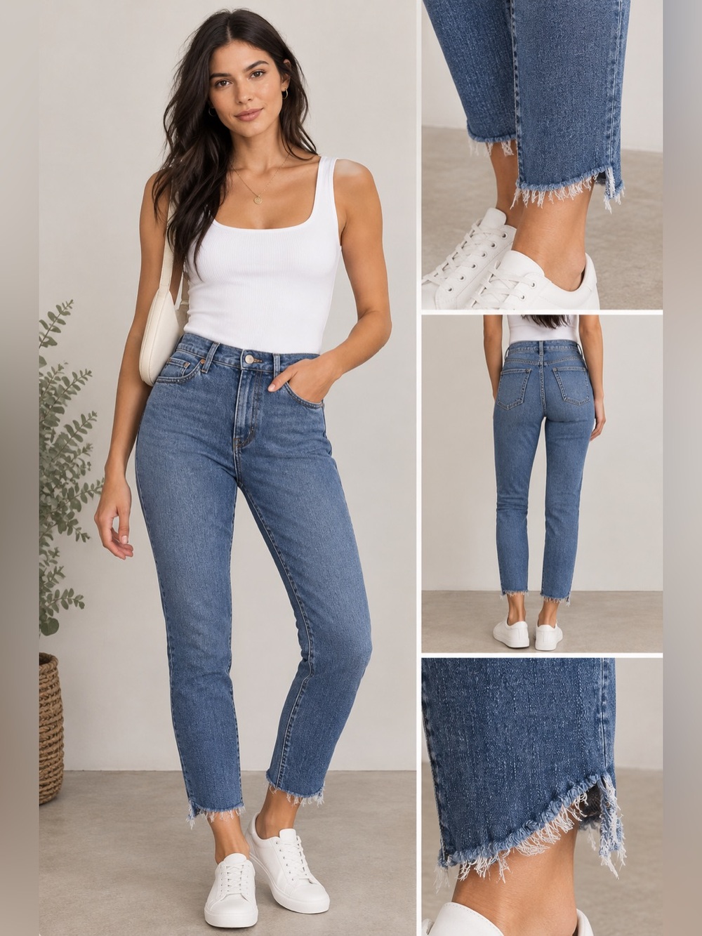 Madewell 10” High Rise Skinny Jeans Women’s Size 27 Medium Blue Denim Frayed Hem